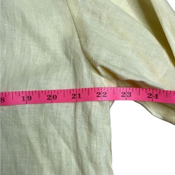 80s Vintage Jennifer Myles Buttercup yellow linen shirt jacketed Shacket large - Picture 5 of 7